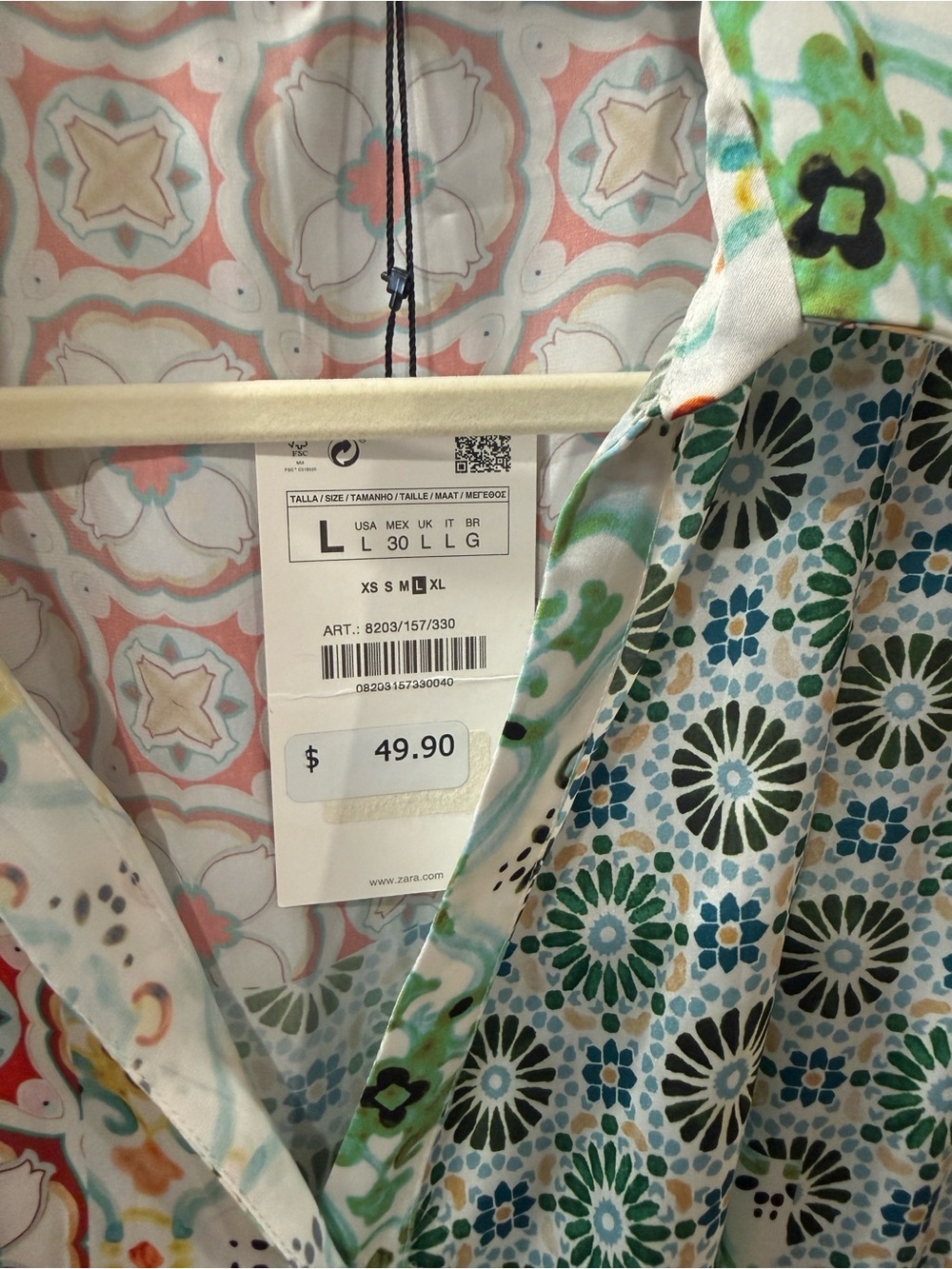 Zara Multi-Color Printed Button-Front Mini Dress - Picture 4 of 4